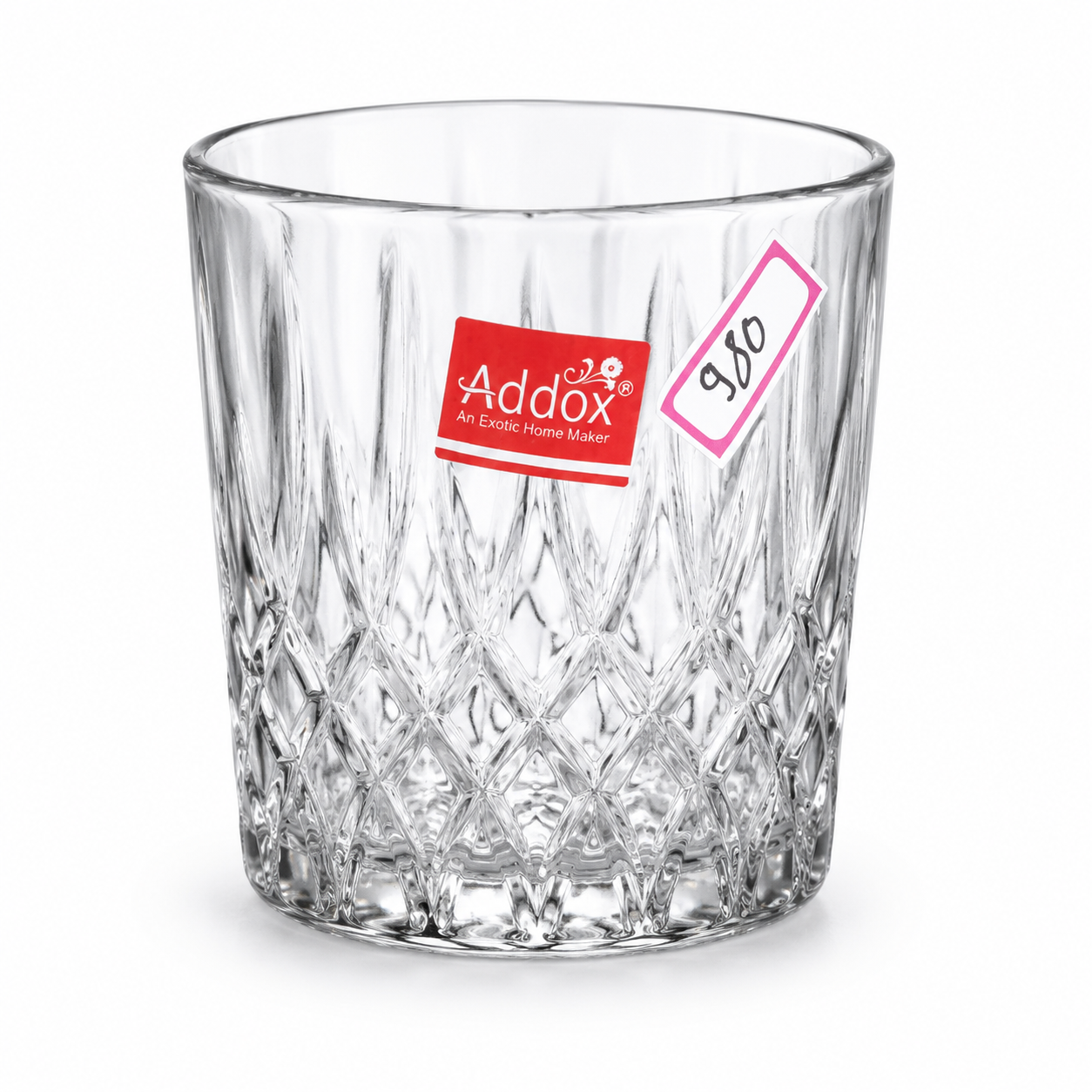 Diamond-Cut Clear Glass Tumbler