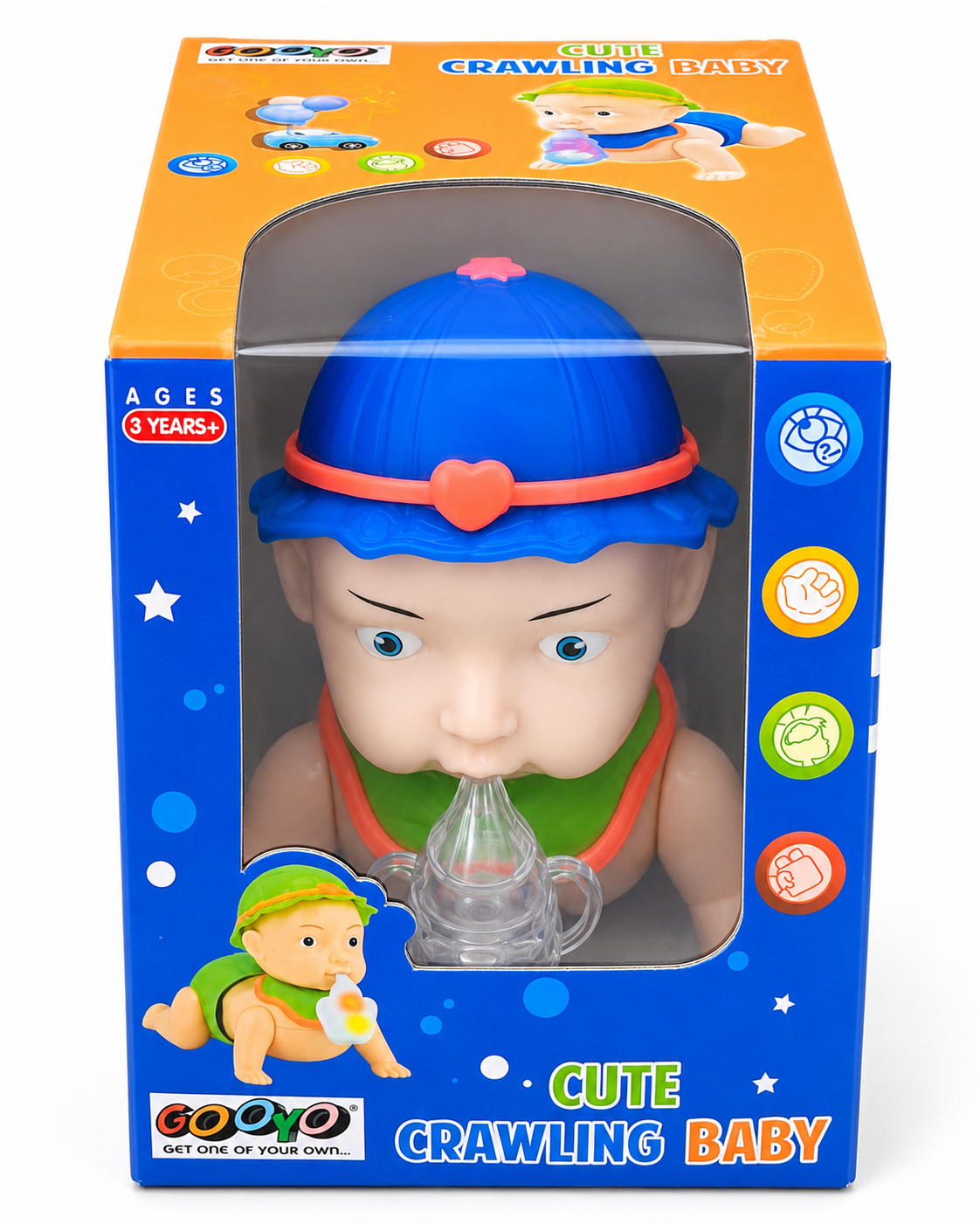 Cute Crawling Baby Toy with Feeding Bottle