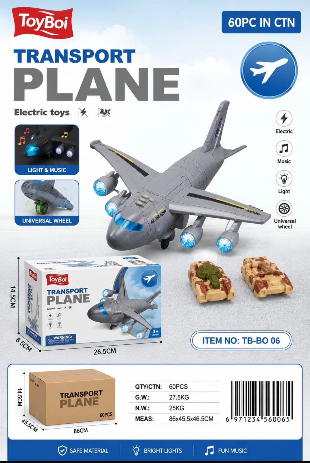 ToyBoi Transport Plane – Electric Toy Set
