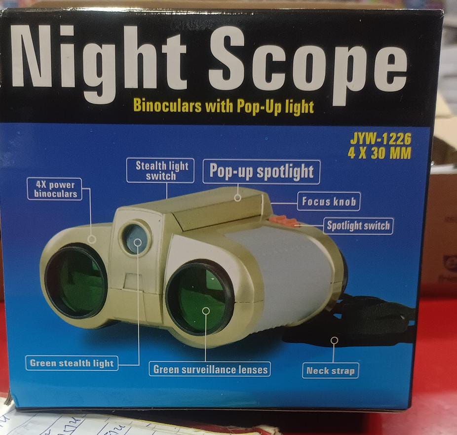 Night Scope Binoculars with Pop-Up Light | 4X30MM Kids Adventure Binocular Toy