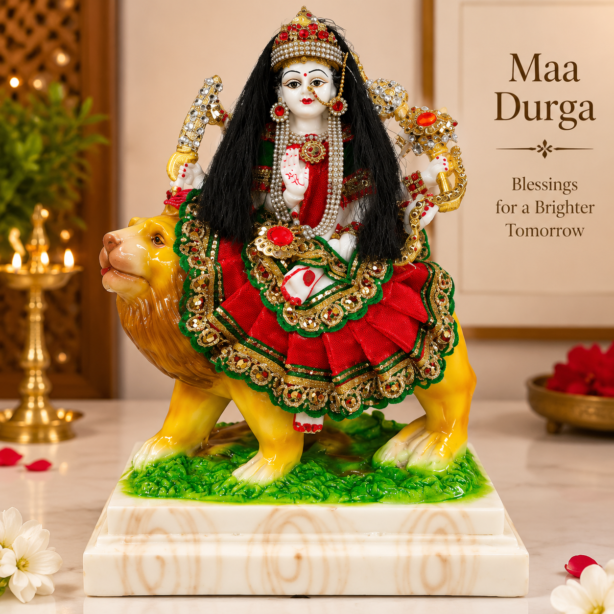 Maa Durga Idol on Lion – Premium Royal Decorative Statue