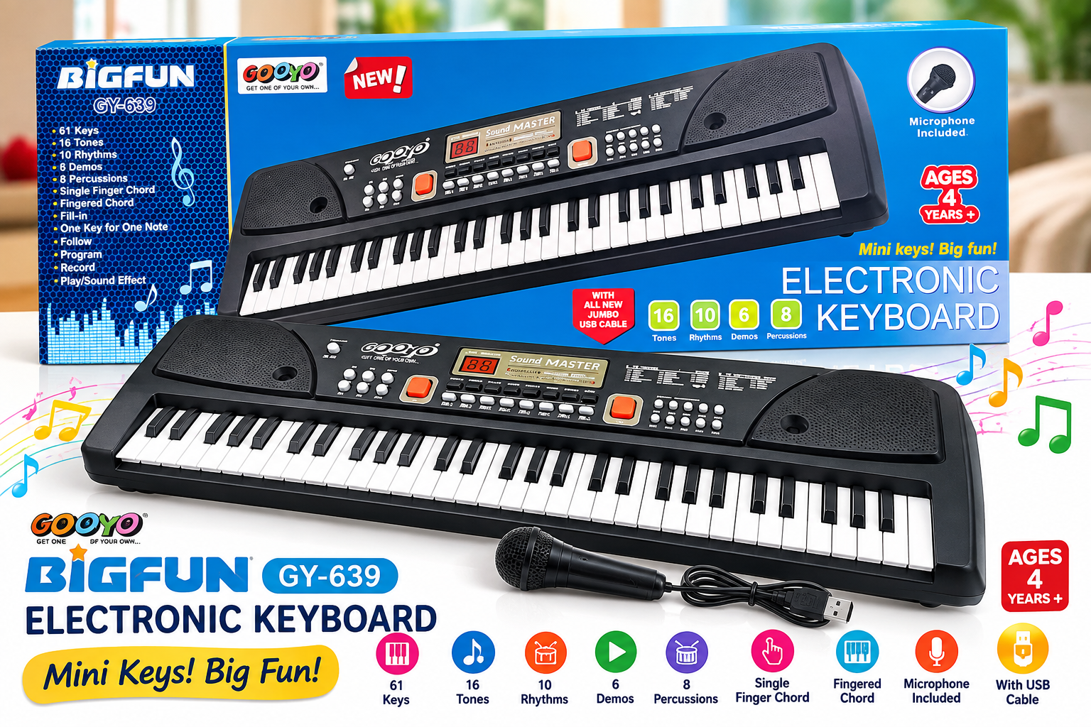 BIGFUN GY-639 Electronic Keyboard with Microphone