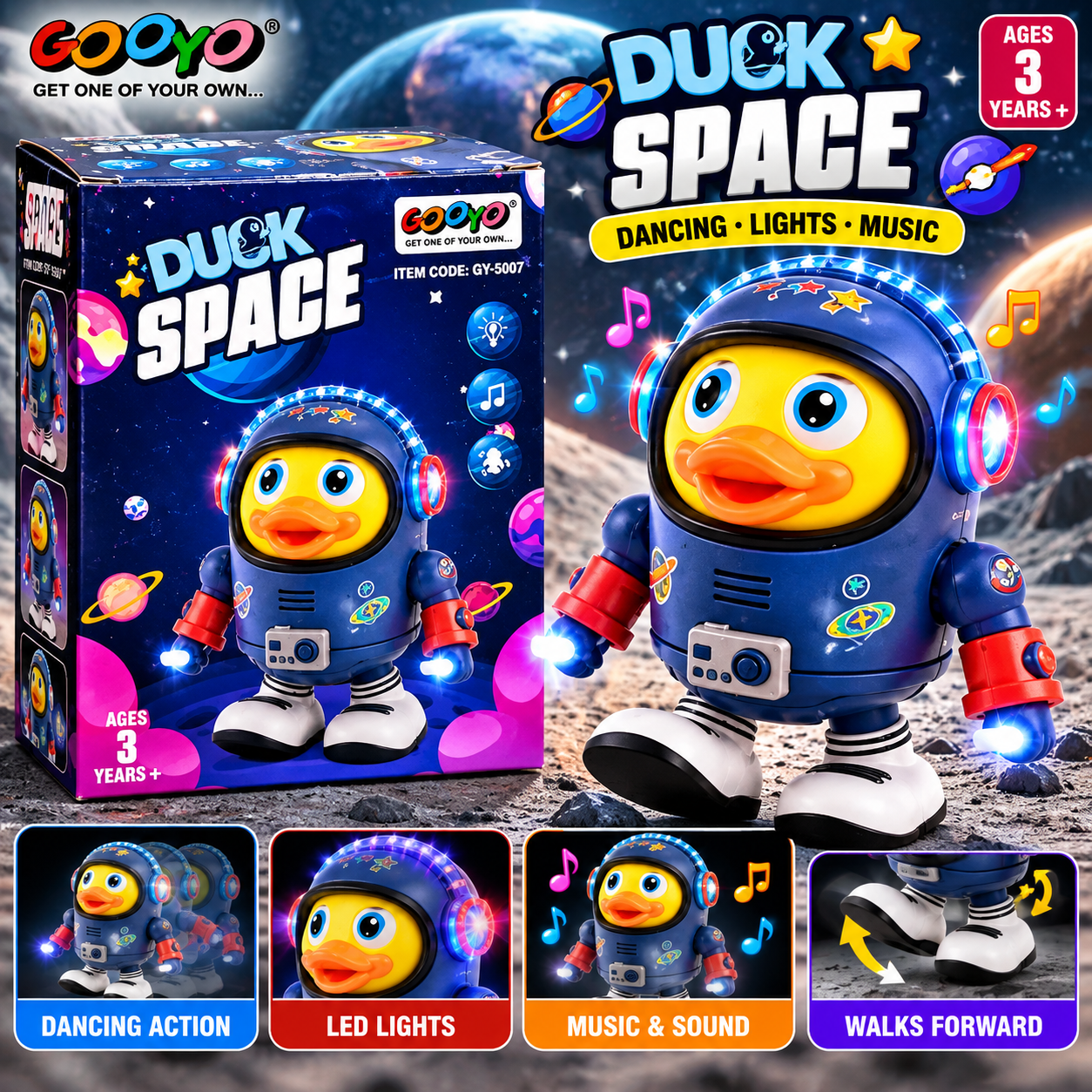 GOOYO Duck Space Dancing Toy with Lights & Music