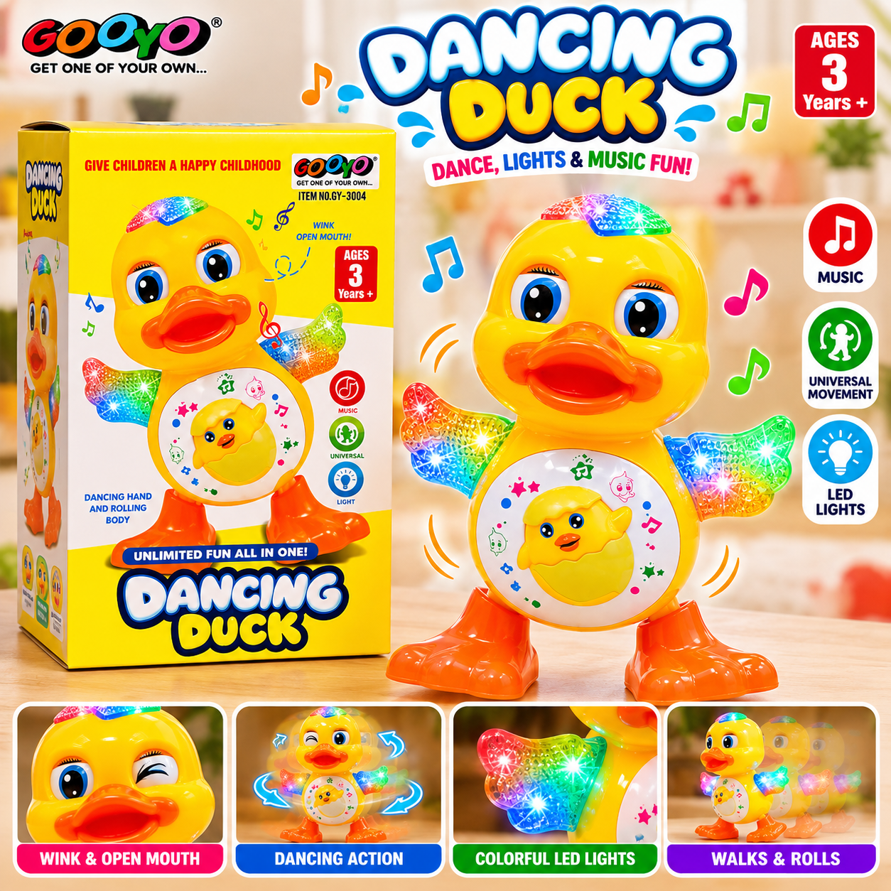 GOOYO GY-3004 Dancing Duck Toy with Lights & Music