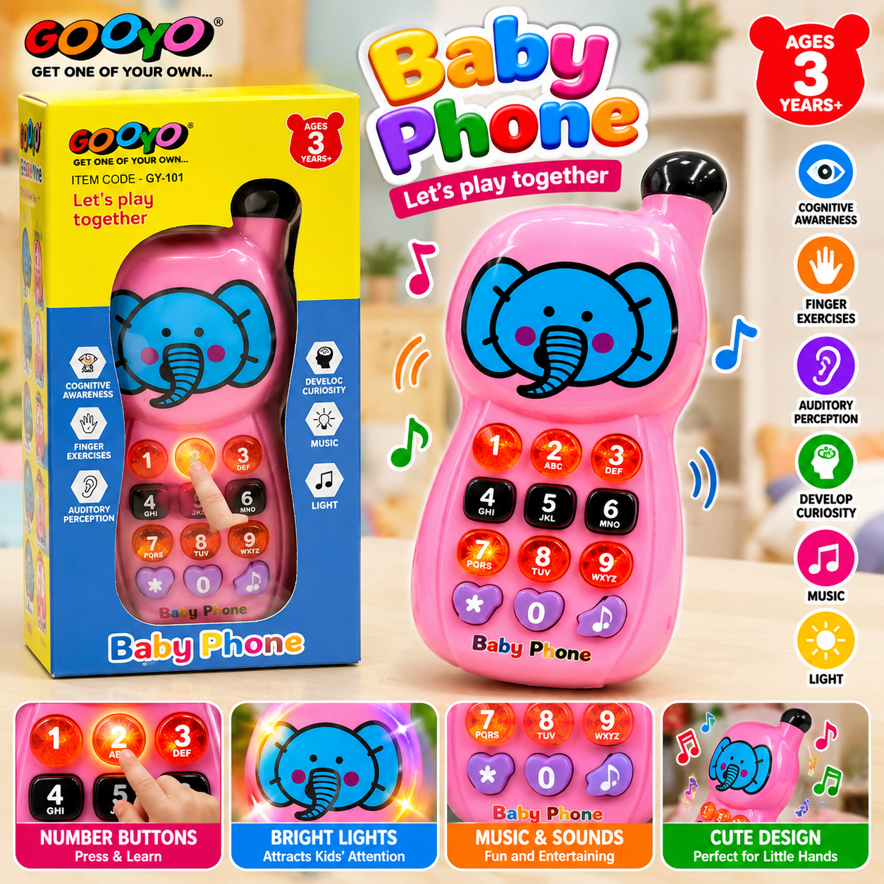 GOOYO GY-101 Baby Phone Learning Toy with Lights & Music